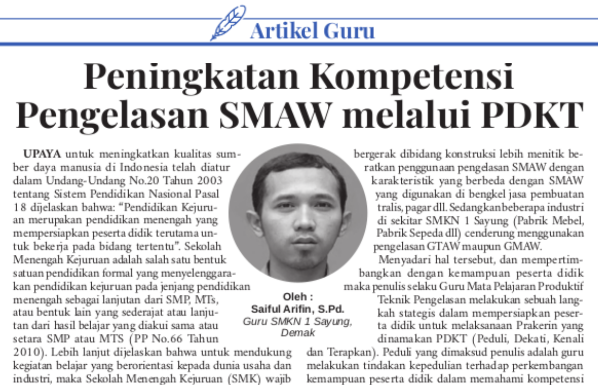 Peningkatan Kompetensi Pengelasan SMAW melalui PDKT