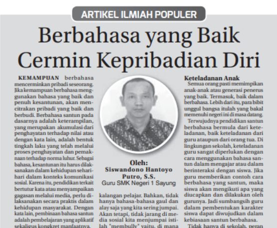Berbahasa yang Baik Cermin Kepribadian Diri